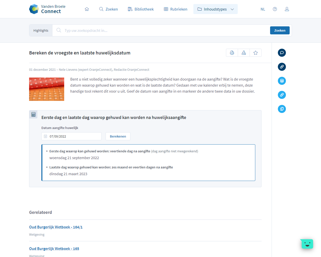 Oranjeconnect Online Bibliotheek Feature Rekentool