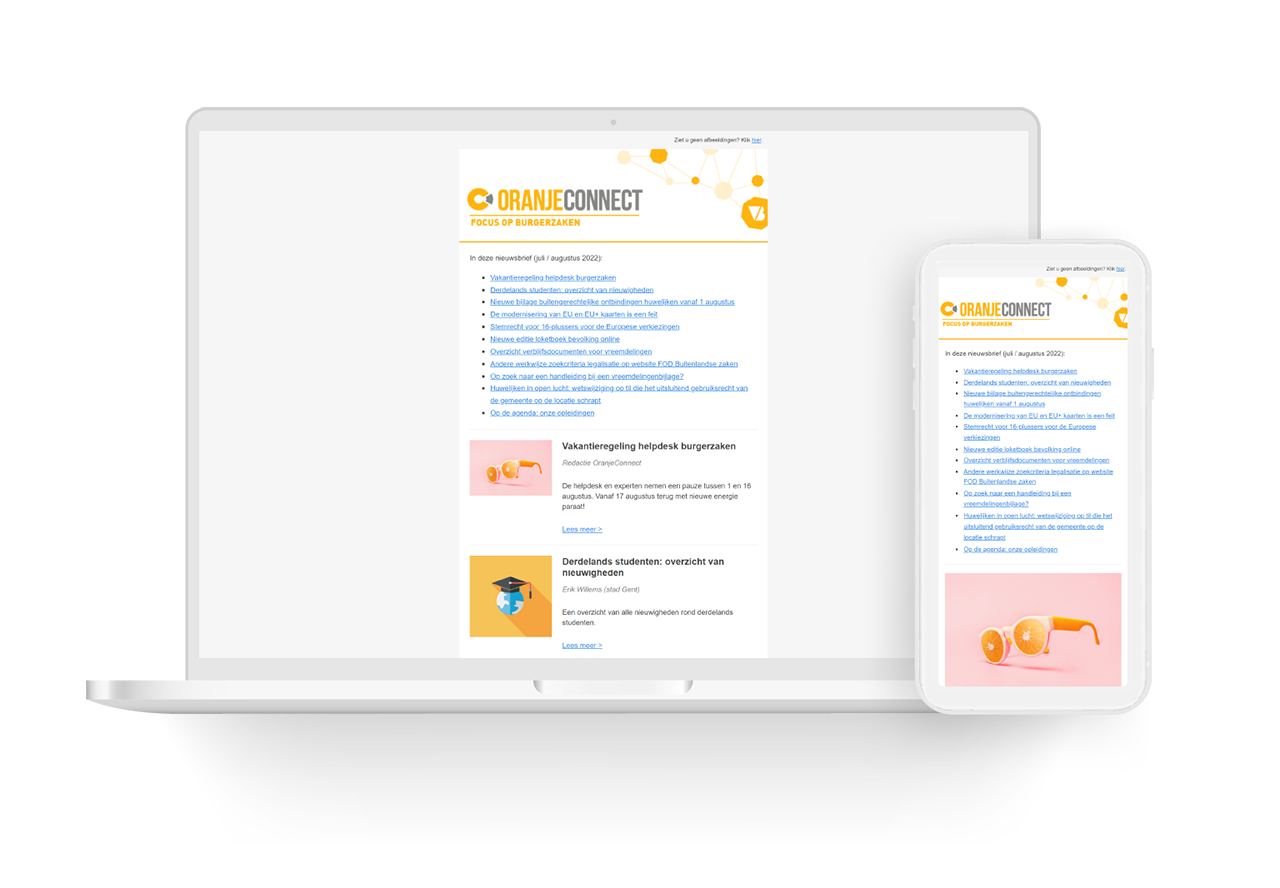 Schrijf u in op de nieuwsbrief "OranjeConnect | Focus op burgerzaken"